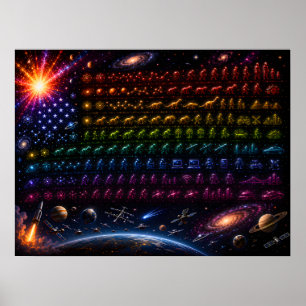 Kosmische Evolution der amerikanischen Flagge Ur Poster