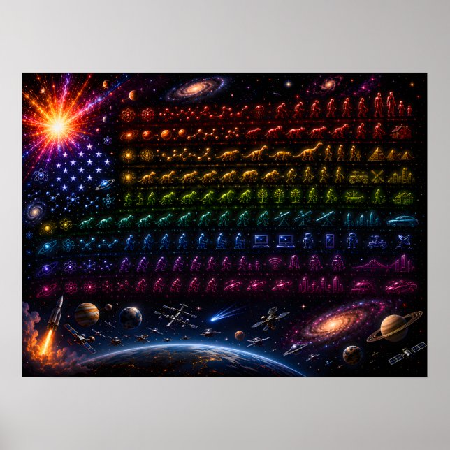 Kosmische Evolution der amerikanischen Flagge | Ur Poster (Vorne)