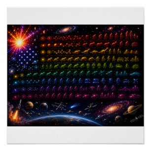 Kosmische Evolution der amerikanischen Flagge Ur Poster