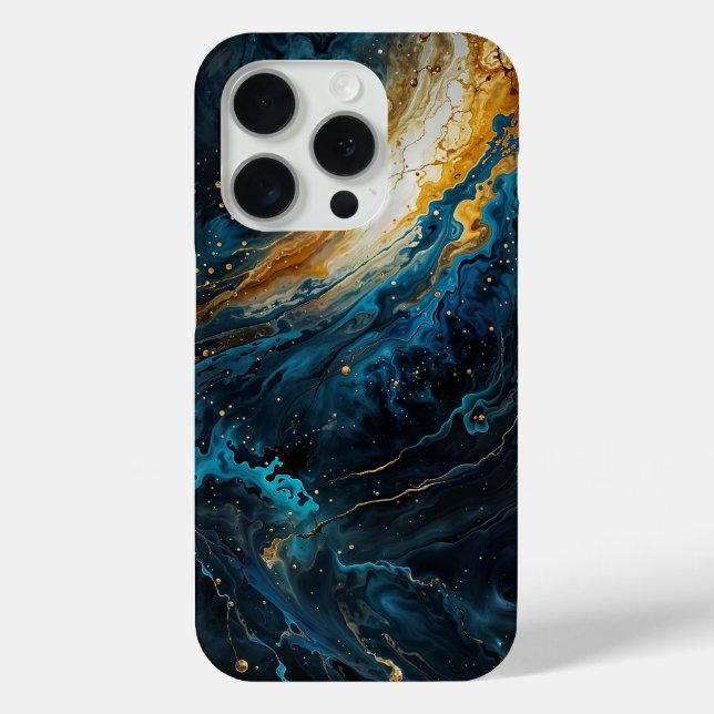 Kosmische Explosion Blau und Gold Abstrakt Case-Mate iPhone Hülle (Rückseite)
