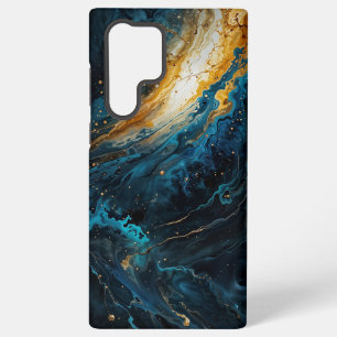 Kosmische Explosion Blau und Gold Abstrakt Samsung Galaxy Hülle