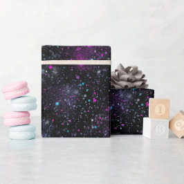 Kosmische Galaxie gemustert schwarzer Glitter-Mix Geschenkpapier