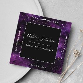 Kosmische Galaxie Moderne Social Media Space Glitz Quadratische Visitenkarte