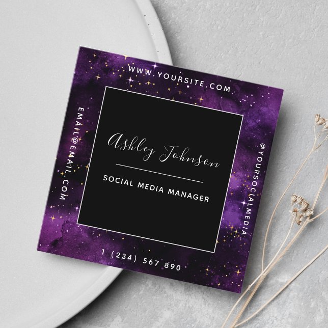 Kosmische Galaxie Moderne Social Media Space Glitz Quadratische Visitenkarte (Von Creator hochgeladen)