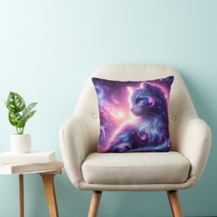 Kosmische Galaxie Mystische Feline Himmelserschein Kissen