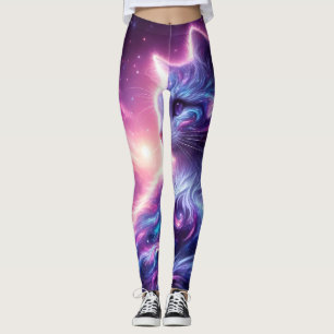 Kosmische Galaxie Mystische Feline Himmelserschein Leggings