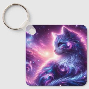 Kosmische Galaxie Mystische Feline Himmelserschein Schlüsselanhänger