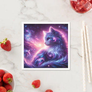 Kosmische Galaxie Mystische Feline Himmelserschein Serviette