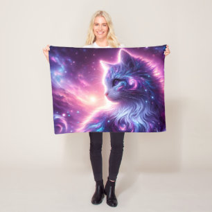 Kosmische Galaxie Mystische Katze Himmlisch Fleecedecke