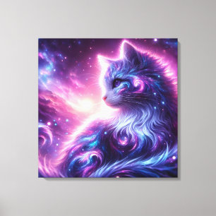 Kosmische Galaxie Mystische Katze Himmlisch Leinwanddruck