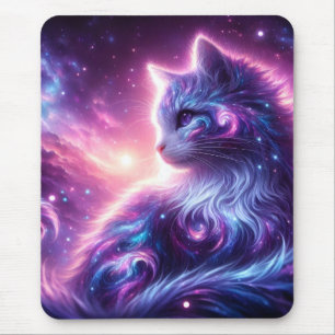 Kosmische Galaxie Mystische Katze Himmlisch Mousepad