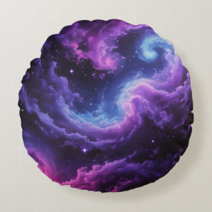 Kosmische Galaxie-Nebel-Abstrakt-Raum-Kunst-Design Rundes Kissen