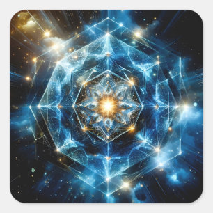 Kosmische Geometrie Mandala Stern Universum Abstra Quadratischer Aufkleber
