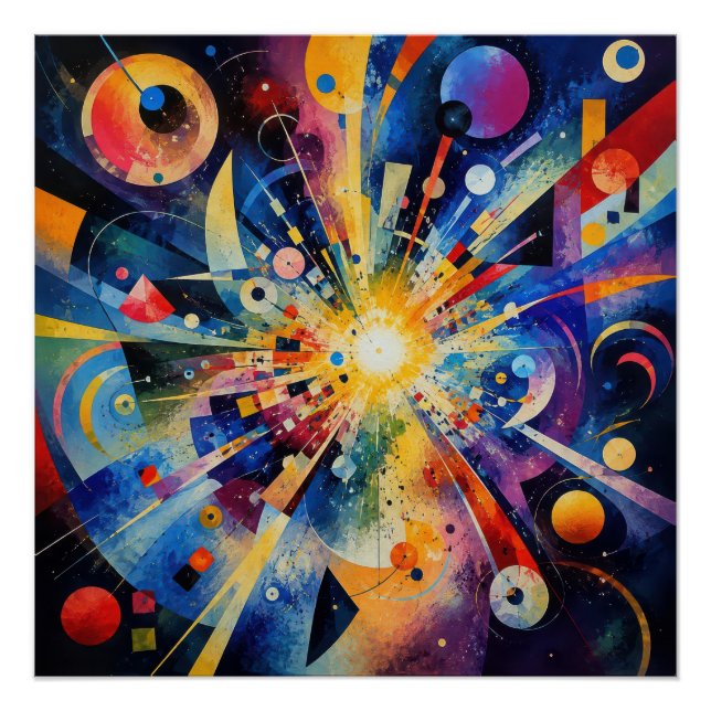Kosmische geometrische Explosion Abstrakt Poster (Vorderseite)