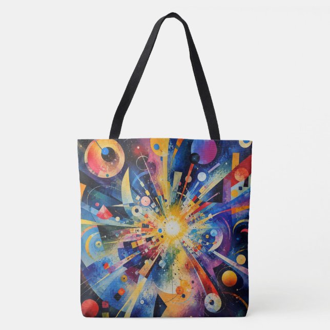 Kosmische geometrische Explosion Abstrakt Tasche (Vorderseite)
