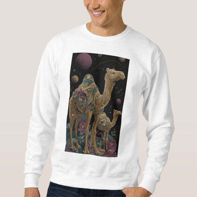 Kosmische goldene Kamel-Duo Sweatshirt (Vorderseite)