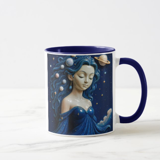 Kosmische Göttin Blau Tasse (Rechts)
