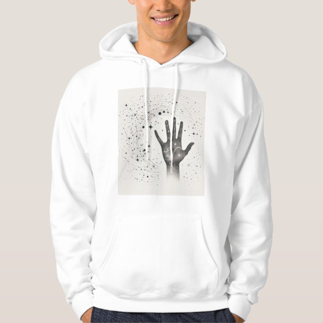 Kosmische Hand in der Sterngalaxie - Surreal Spiri Hoodie (Vorderseite)