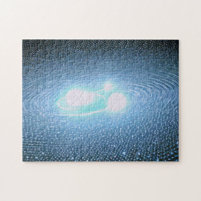 Kosmische, hellweiße Sphären, die sich im Universu (Horizontal)