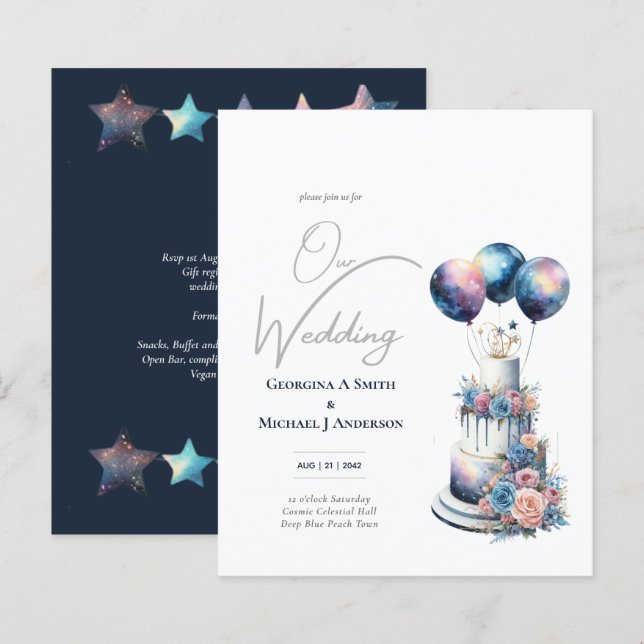 Kosmische Himmelsgalaxie Starry Night Navy Blue (Vorne/Hinten)