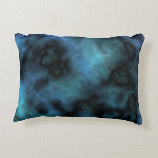 Kosmische Imitate Blauer Marmor Dekokissen (Rückseite)