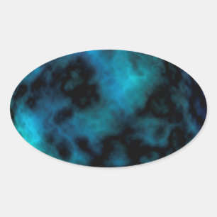 Kosmische Imitate Blauer Marmor Ovaler Aufkleber