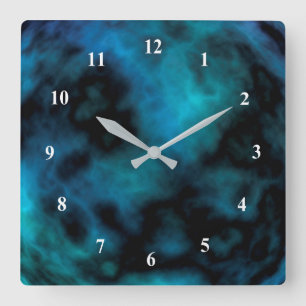 Kosmische Imitate Blauer Marmor Quadratische Wanduhr