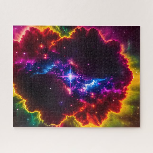 Kosmische Indigo Fantasy Cloud mit Starry Center (Horizontal)