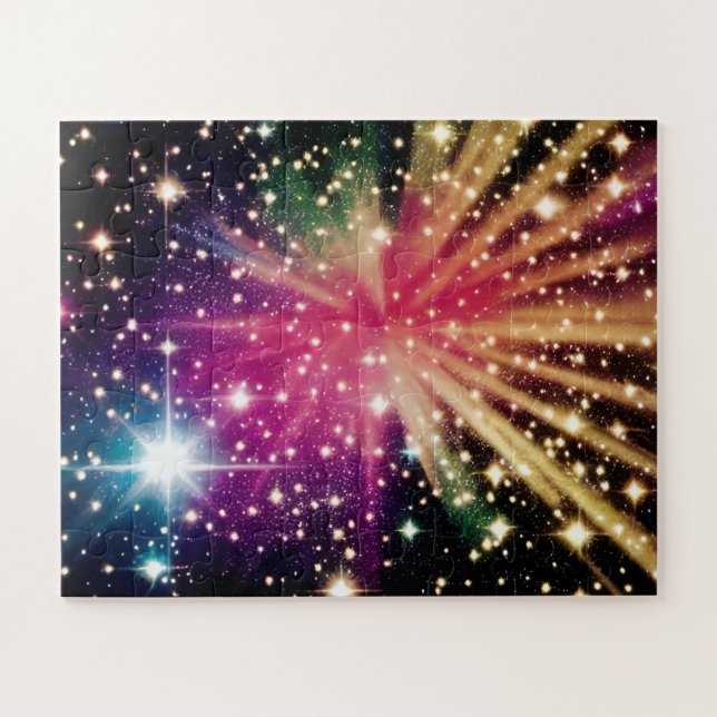 Kosmische Indigostars tanzen um das weite Universu (Horizontal)