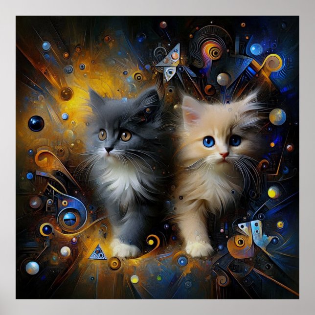 Kosmische Kätzchen & Lebenskunst Poster (Vorne)