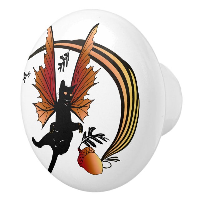 Kosmische Katze Acorn Keramikknauf (Rechts)