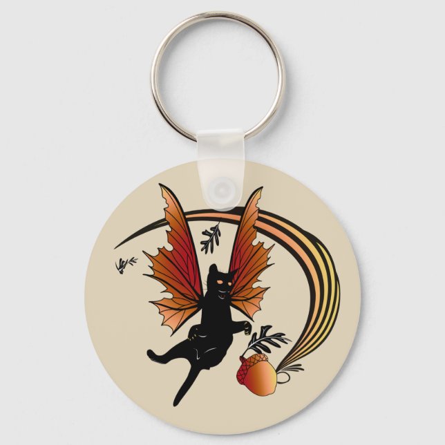 Kosmische Katze Acorn Schlüsselanhänger (Vorderseite)