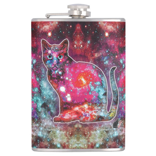 Kosmische Katze Alpha Flachmann (Vorderseite)