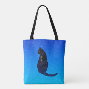 Kosmische Katze auf einem sternenklaren Himmelshin Tasche