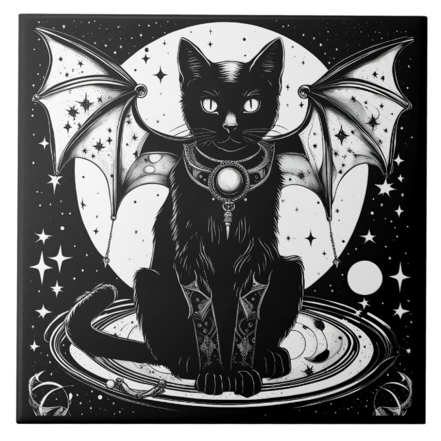 Kosmische Katze - Katze I Fliese (Vorderseite)
