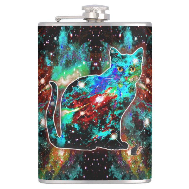 Kosmische Katze Lambda Flachmann (Vorderseite)