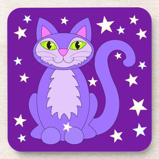 Kosmische Katze Niedlich Lächeln Cartoon Kitty Lil Untersetzer (Vorderseite)