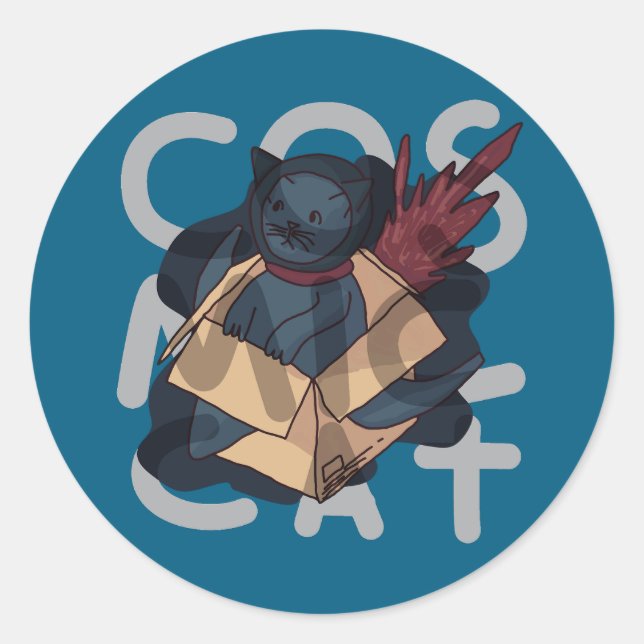 Kosmische Katze Runder Aufkleber (Vorderseite)