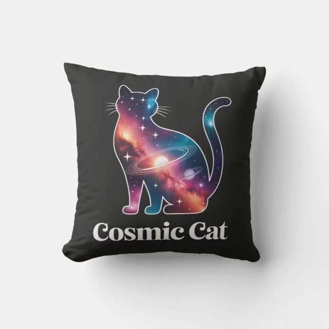 Kosmische Katze Silhouette Galaxy Space Stars Cele Kissen (Vorderseite)