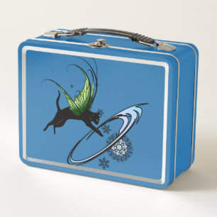 Kosmische Katze Snowflake Metall Lunch Box