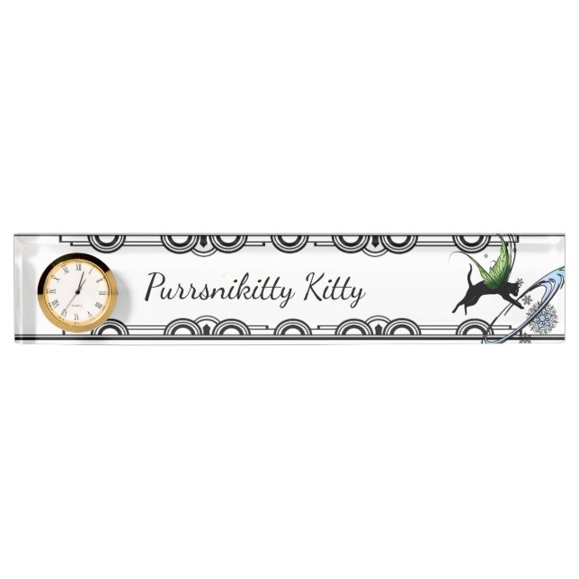 Kosmische Katze Snowflake Namensplakette (Vorderseite)