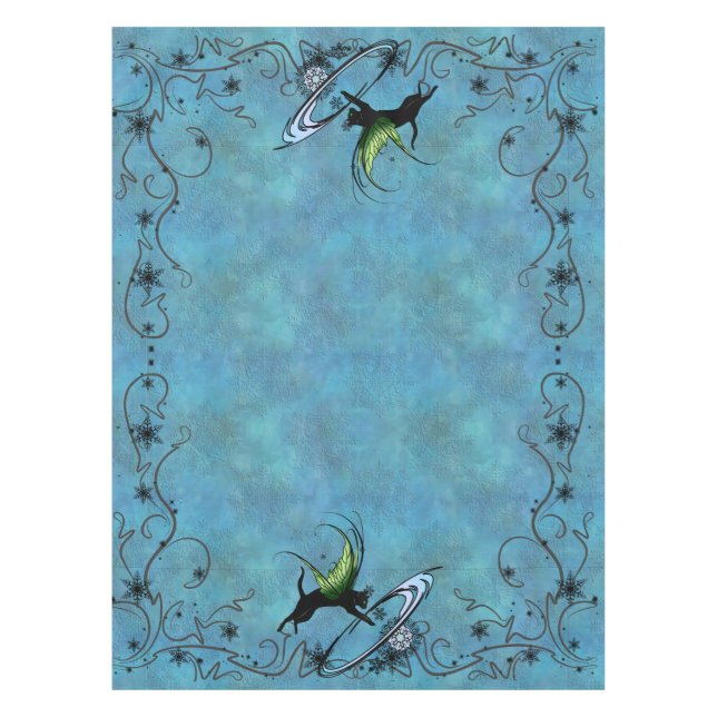 Kosmische Katze Snowflake Tischdecke (Vorderseite)