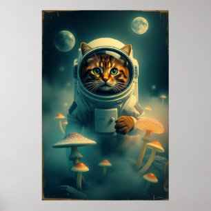 Kosmische Katzen-Reise: Retro Space Dreams Poster