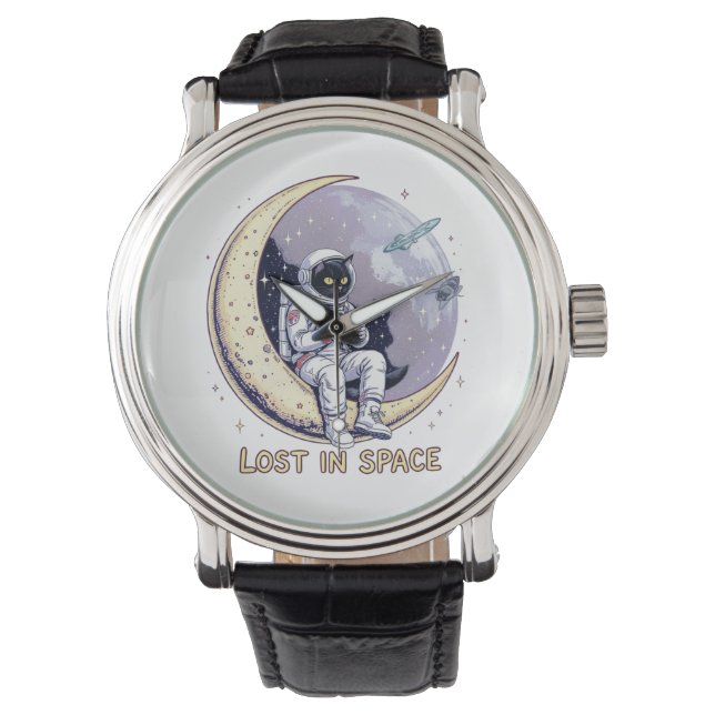 Kosmische Katzenkontemplation Armbanduhr (Vorderseite)