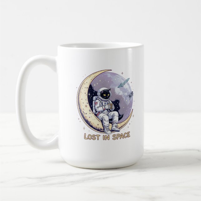 Kosmische Katzenkontemplation Kaffeetasse (Links)