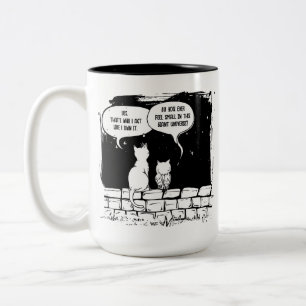Kosmische Katzenperspektive Lustige Katzenkunst Zweifarbige Tasse