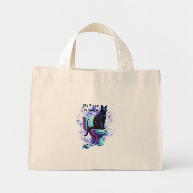 Kosmische Katzentoilette - Surreal Vaporwave Art Mini Stoffbeutel (Vorne)
