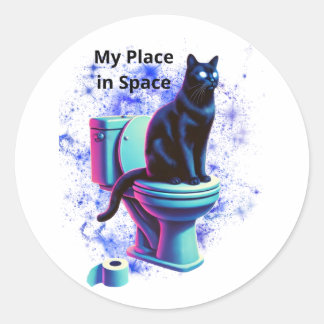 Kosmische Katzentoilette - Surreal Vaporwave Art Runder Aufkleber