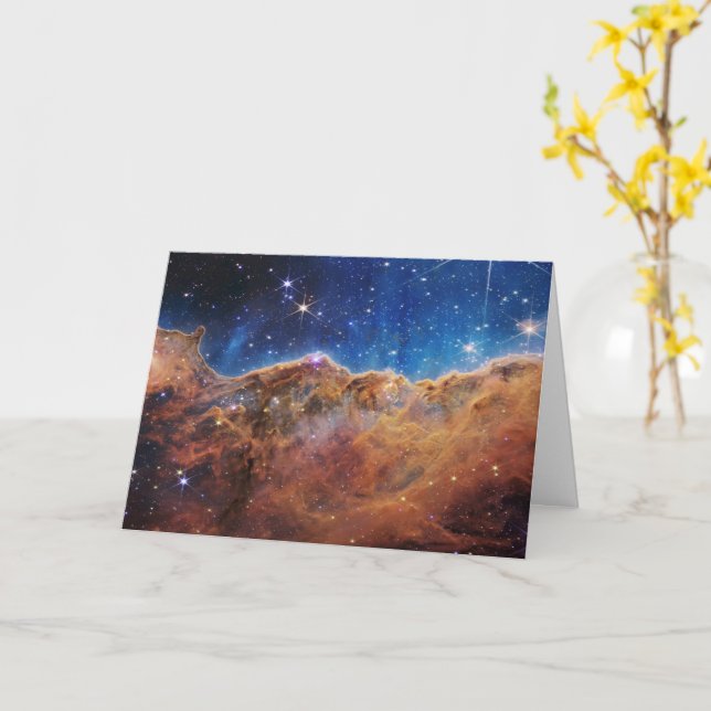 Kosmische Klippen Carina Nebula Weltraum-Webkop Te Karte (Gelbe Blume)