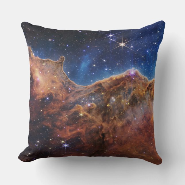 Kosmische Klippen Carina Nebula Weltraum-Webkop Te Kissen (Vorderseite)
